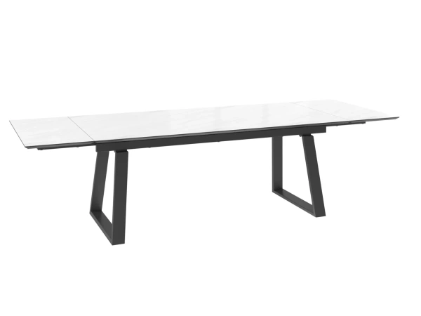 Стол ALTEZA-200, раздвижной 200(45+45)x100, МРАМОР СВЕТЛЫЙ МОДЕРН - COMPAKT CER/ЧЕРНЫЙ ALTEZA 200